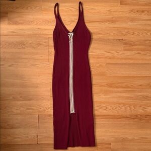 Say What? Burgundy Midi Dress with Zipper